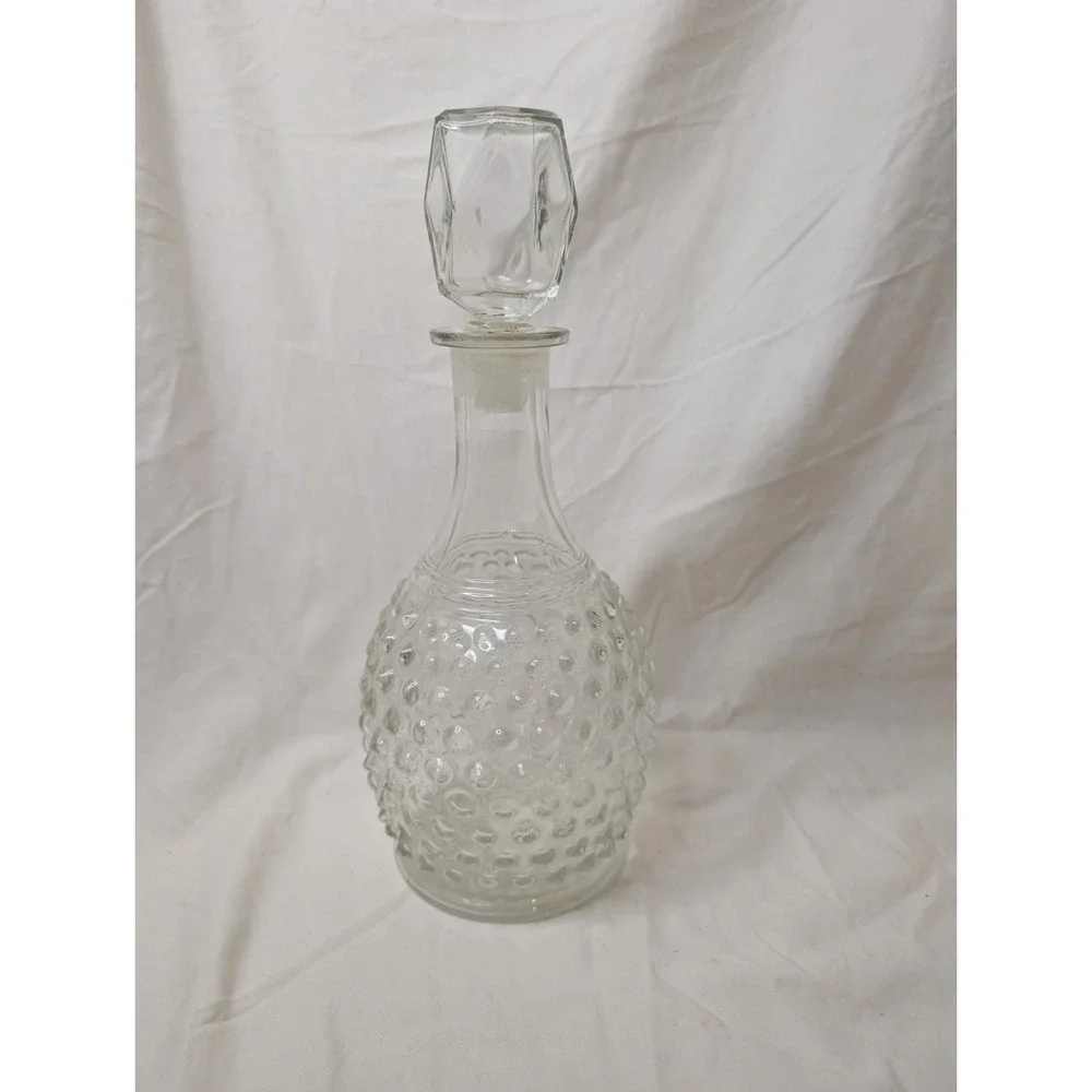 Hocking Glass HOBNAIL Crystal Tall Wine Decanter‎ with Stopper